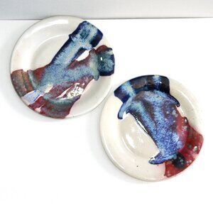 Pair Of Magnum 2018 Pottery Plates 6 Inch Signed GG